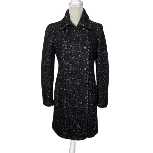 Express Wool Blend Double Breasted Coat Women’s Size S Black White Fall Winter - Picture 1 of 8